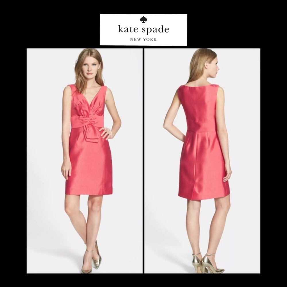 Kate Spade silk blend coral pink bow dress.  Size 4